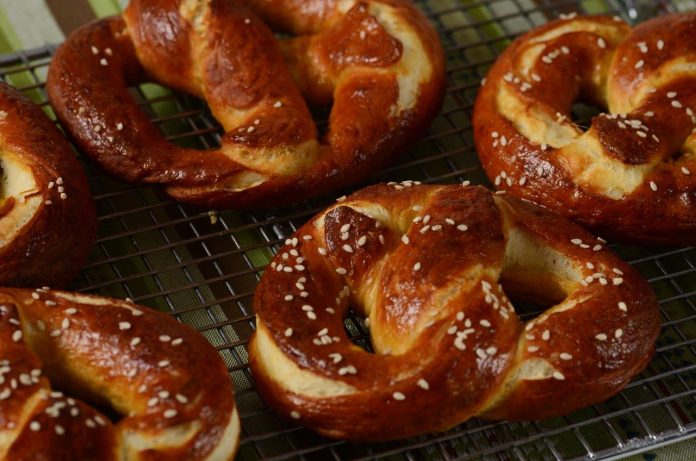 freshly baked pretzels