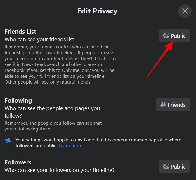 edit privacy